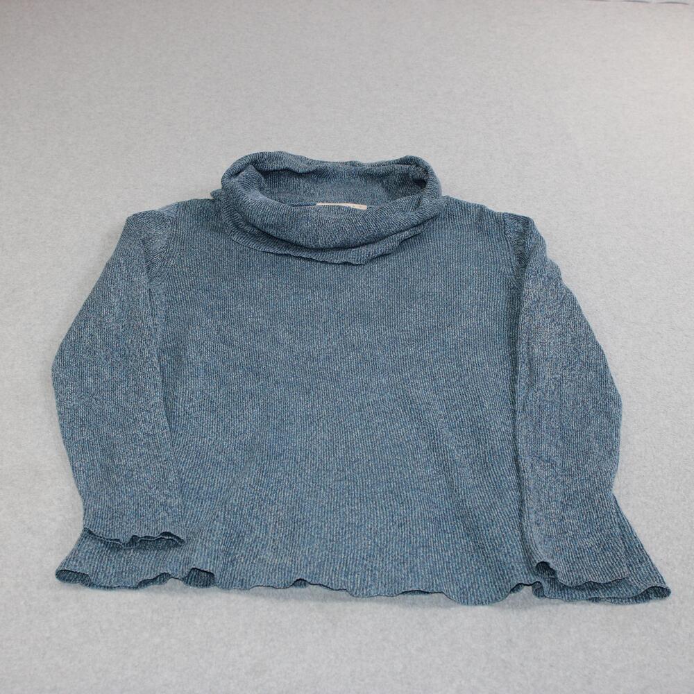 Vintage Belford Silk Sweater Women Medium Blue Cowl Neck Saks Fifth Lightweight